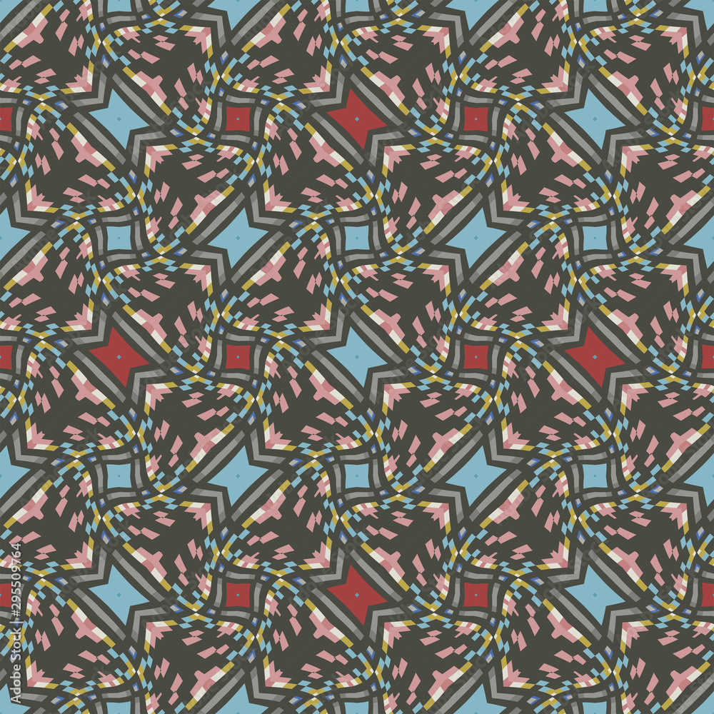 Vintage background with geometric and floral elements. Retro seamless wallpaper pattern. Scarf design.  