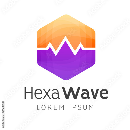 Abstract hexagon wave logotype. modern 3d logo symbol. vector icon