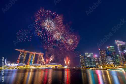 Singapore - August 3: Traveller go to see the fireworks on National day preview at Marina Bay, Singapore on August 3, 2019.