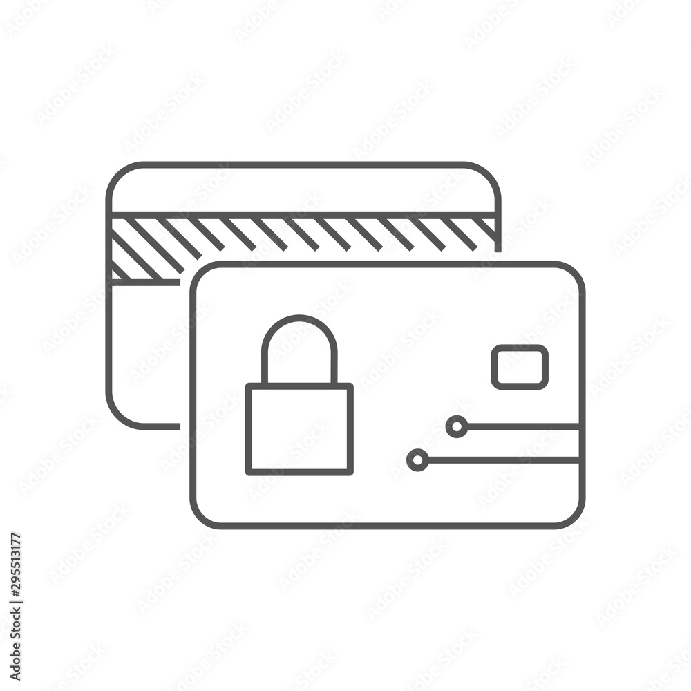 Credit or debit card for payments. Security concept Line icon for web sites and applications. Credit or debit card for payments. Security concept Line icon for web sites and applications.