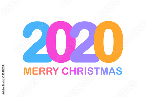 Merry Christmas 2020 multicolor logo text design. Design template for diary, Brochure, Xmas card, sale banner, invitation. Vector illustration on white background.