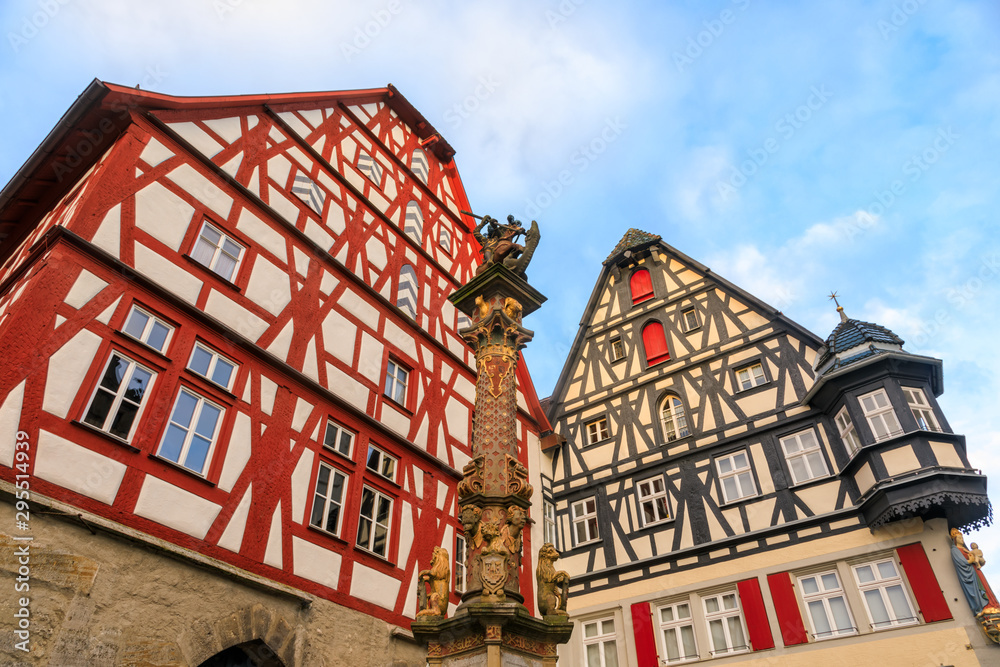 Half-timbered houses Rothenburg ob der Tauber Old Town Bavaria Germany