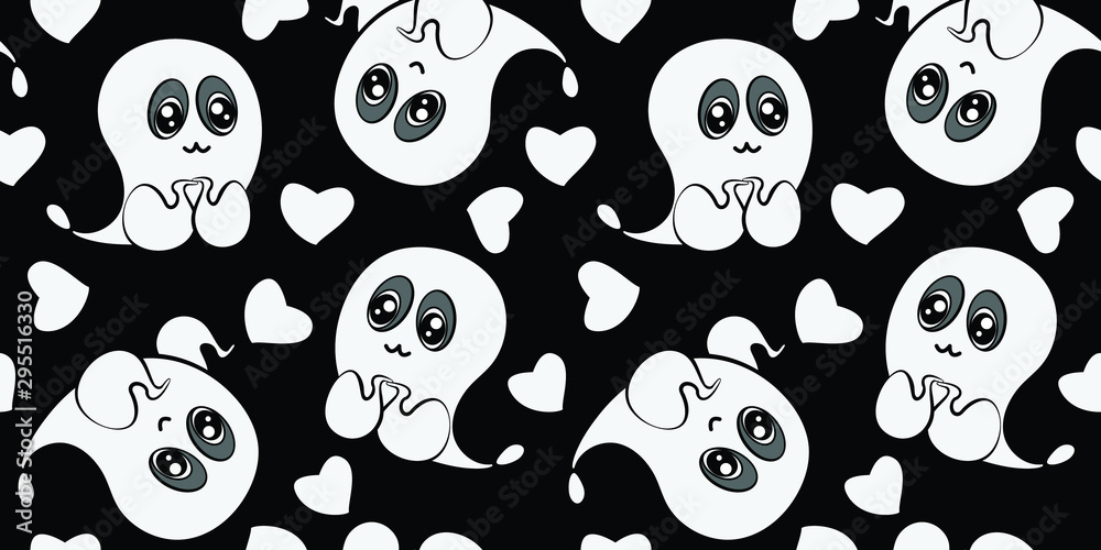 Lovely ghost. Seamless pattern. Vector illustration.