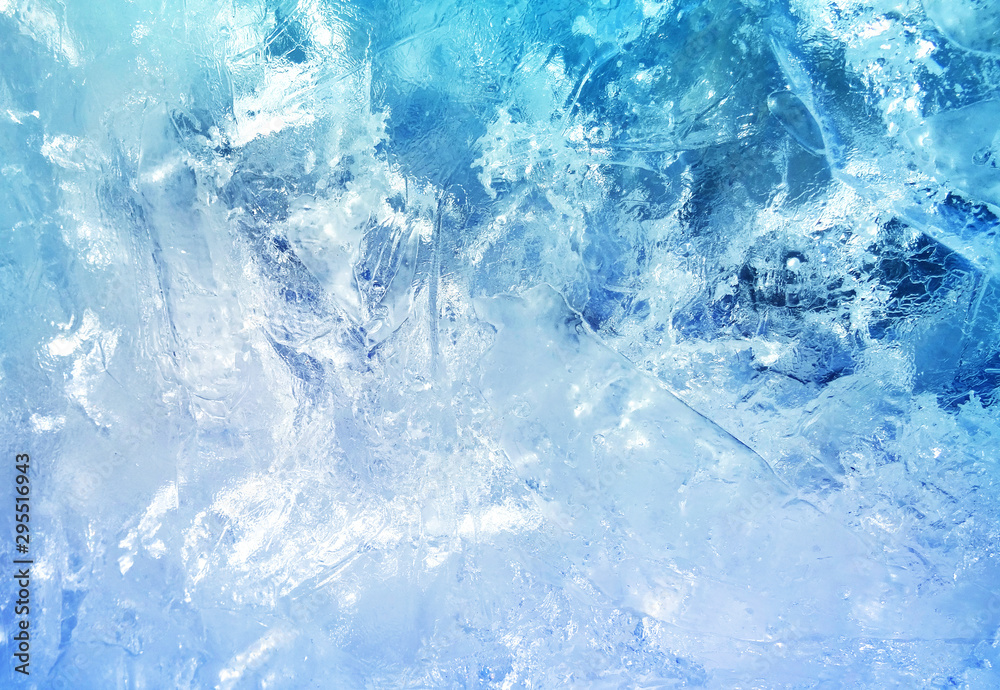 Pattern of transparent shiny ice. - obrazy, fototapety, plakaty 