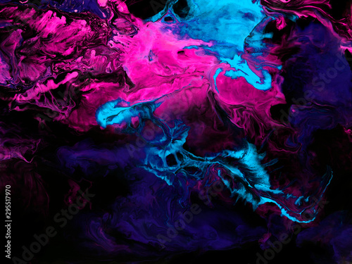 Blue and pink creative neon abstract hand painted background, marble texture