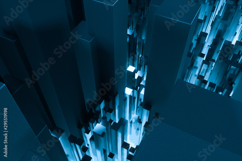 technical scene made up of repetitive columns  3d rendering