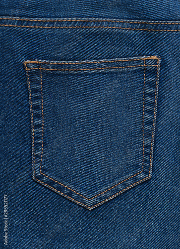 Blue denim texture pocket close-up