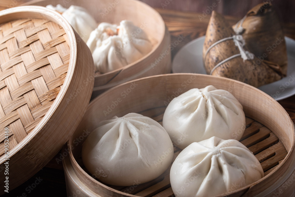 chinese steamed bun in traditional bamboo steamer Stock Photo Adobe Stock