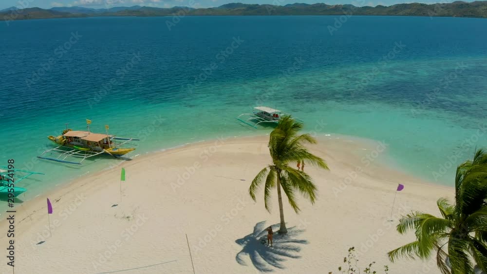 Tropical island surrounded by palm trees and white sand in Coron Palawan, Philippines Tropical island surrounded by palm trees and white sand in Coron Palawan, Philippines