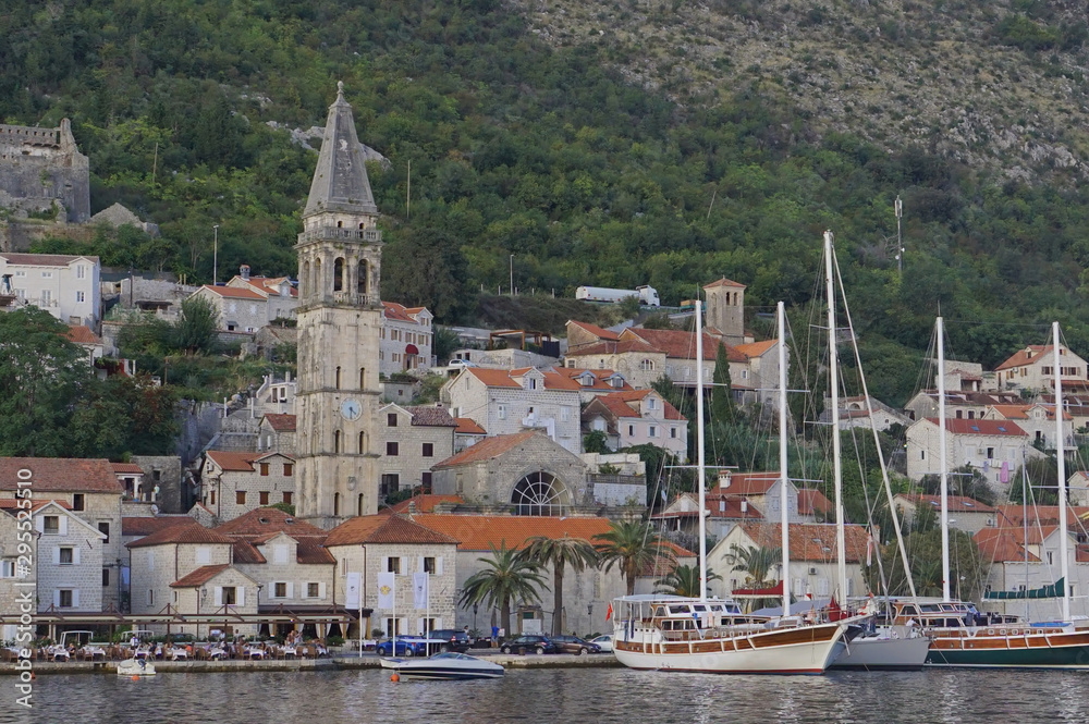 Perast. The shore of the Bay of Kotor. Montenegro