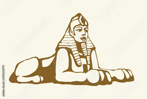 Egyptian sphinx. Vector pen drawing
