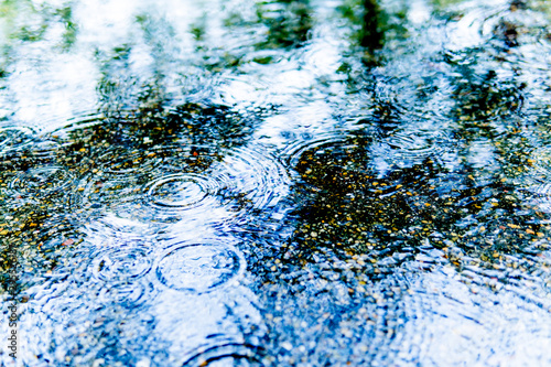 波紋の出来た水溜り