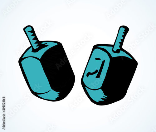 Jewish holiday symbol. Dreidel. Sketch