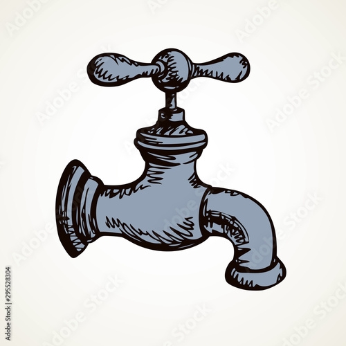 Sketch of water tap. Vector illustration