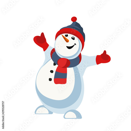 Cute snowman hand drawn vector icon