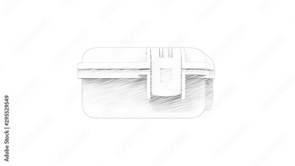 3d rendering of a plastic suitcase isolated in white studio background 3d rendering of a plastic suitcase isolated in white studio background