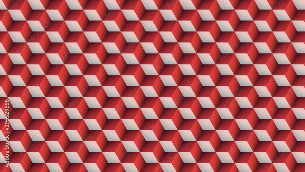 Fototapeta red cubes tiles geometric background 3d illustration