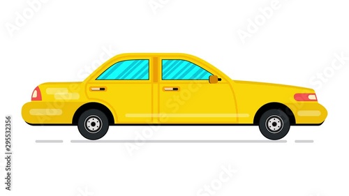 Cartoon yellow car animation. Looped animation. 4K resolution.
