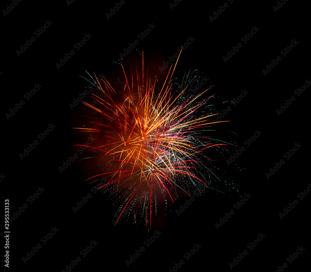 Fireworks Isolated in Night Sky Fireworks Isolated in Night Sky