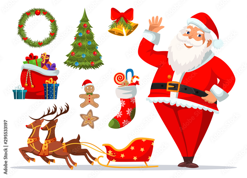 Obraz premium Christmas symbols vector illustrations set
