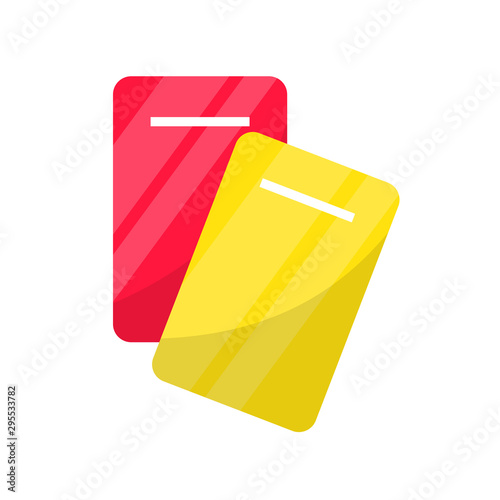 Yellow and red card flat vector illustration