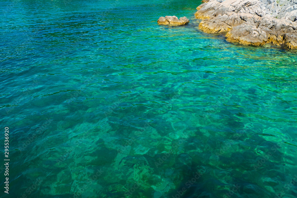 View of the crystal clear and azure colored Adriatic sea