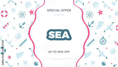 Vector flat style sea world design template