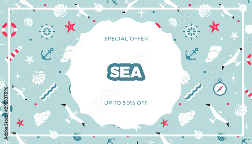 Vector flat style sea world design template