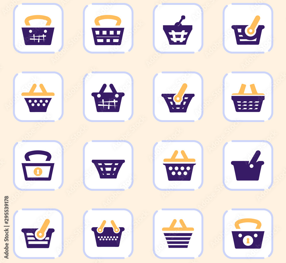 Basket icons set Basket icons set