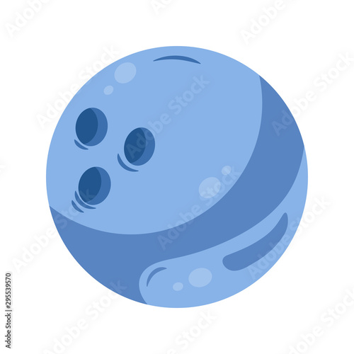 Blue bowling ball flat vector illustration