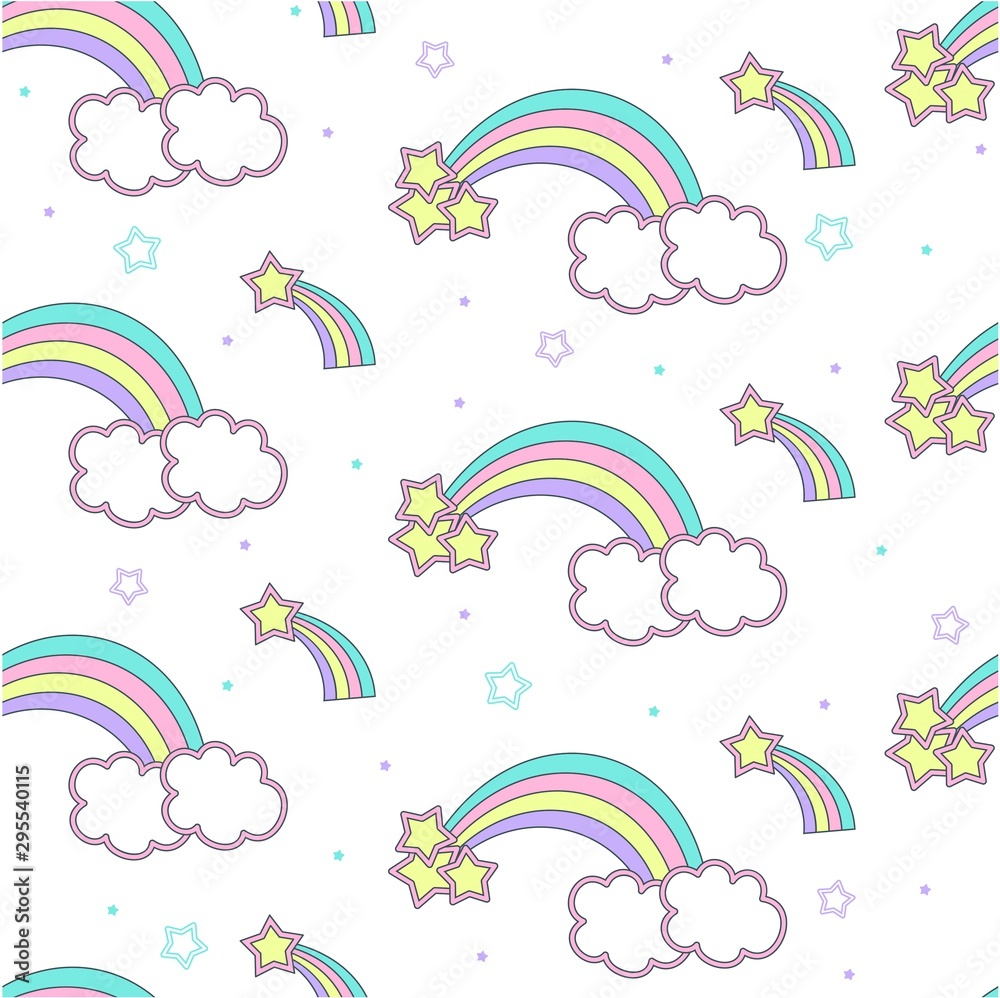 Fototapeta premium vector pattern with rainbow, children's print on clothes