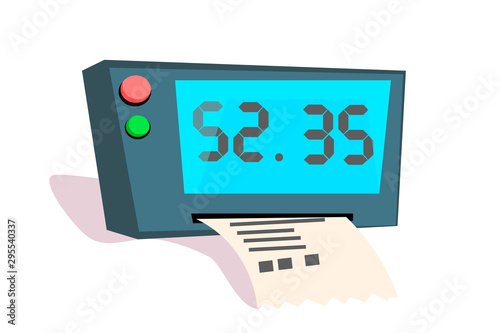 Taximeter with receipt flat vector illustration