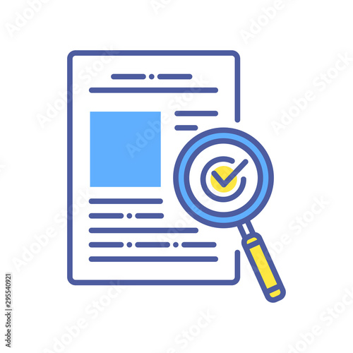Approved document color line icon. High quality work. Successful check concept. Certified, validation element. Sign for web page, mobile app.