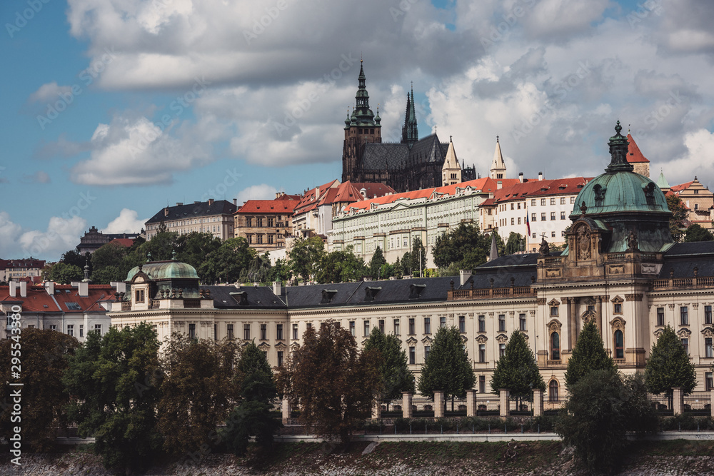 prague castle and charles bridge in czech republic