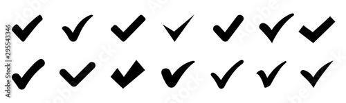 Approval check icon isolated, set quality sign, tick – vector for stock photo
