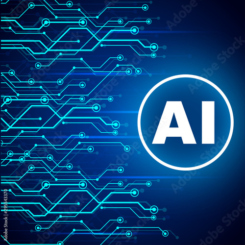 Artificial intelligence concept. Virtual technology web background. Machine learning and cyber mind domination concept. AI with neural network thinks - for stock