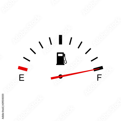Full tank, clock face fuel measurements, dashboard scale, car control sensor – vector for stock