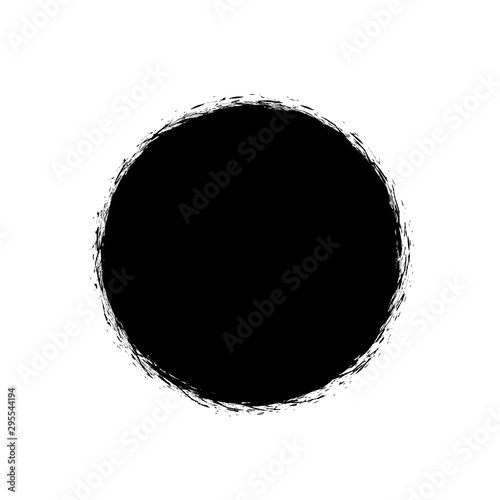 Circle brush strokes, hand drawn paint brush circle logo frame – vector