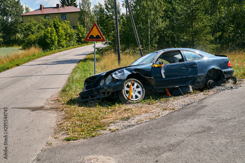 Cars accident on a road