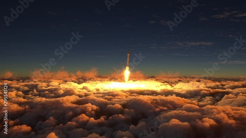 rocket flies through the clouds