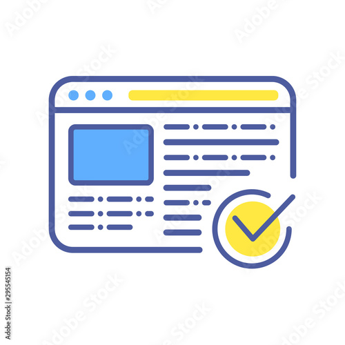 Approved web site color line icon. Successful registration concept. Agreement, validation element. Sign for web page, mobile app.