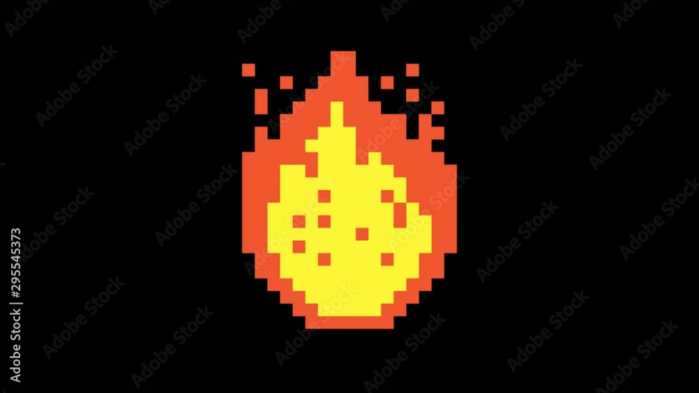 Pixel fire animation. Pixel art. Retro game style. Looped animation ...