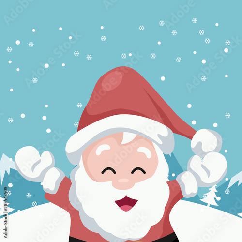Merry Santa Claus Christmas card in the snow © Ipajoel