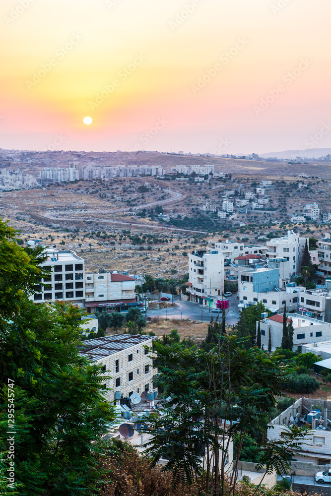 View of Bethlehem. at sunset from the top, Palestine