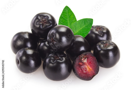 Fresh chokeberry on white background