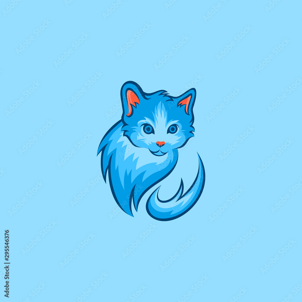 Fototapeta premium blue cat logo design template