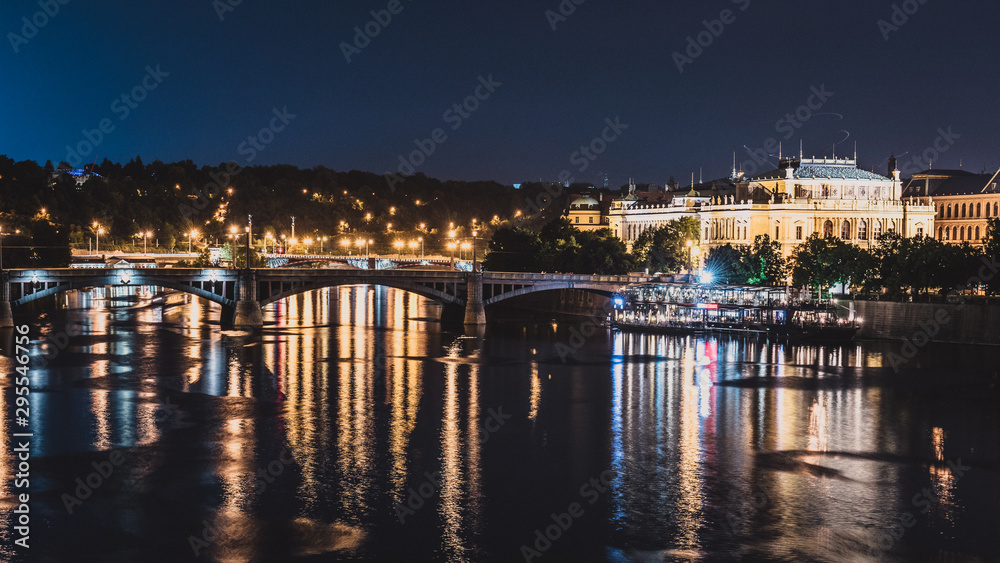 night view of bridge and river
