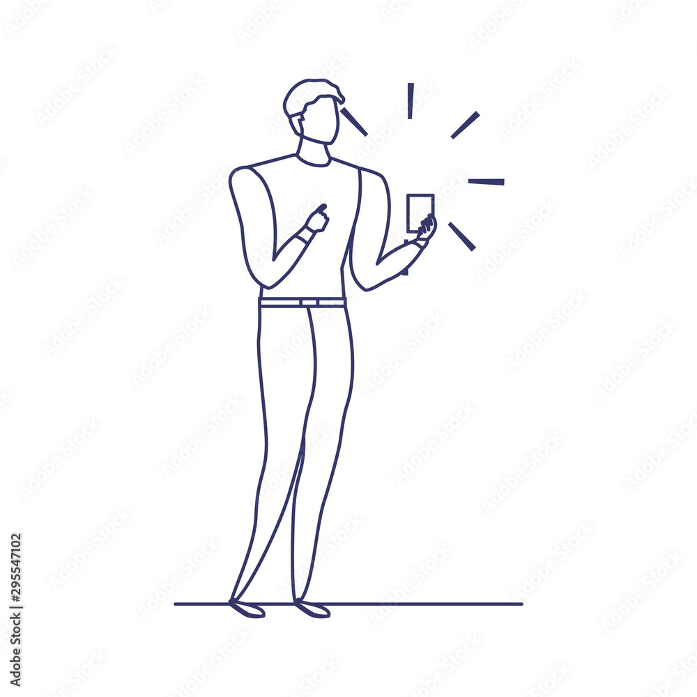 silhouette of man with smartphone in white background silhouette of man with smartphone in white background