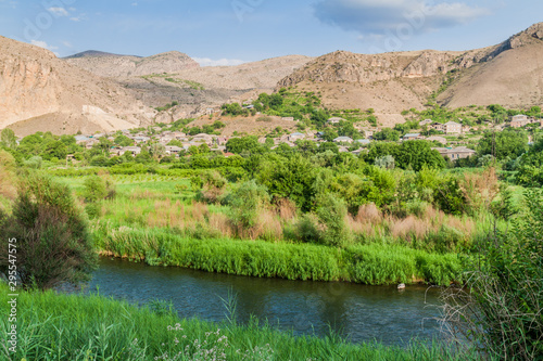 View of Areni village and Arpa river, Armenia