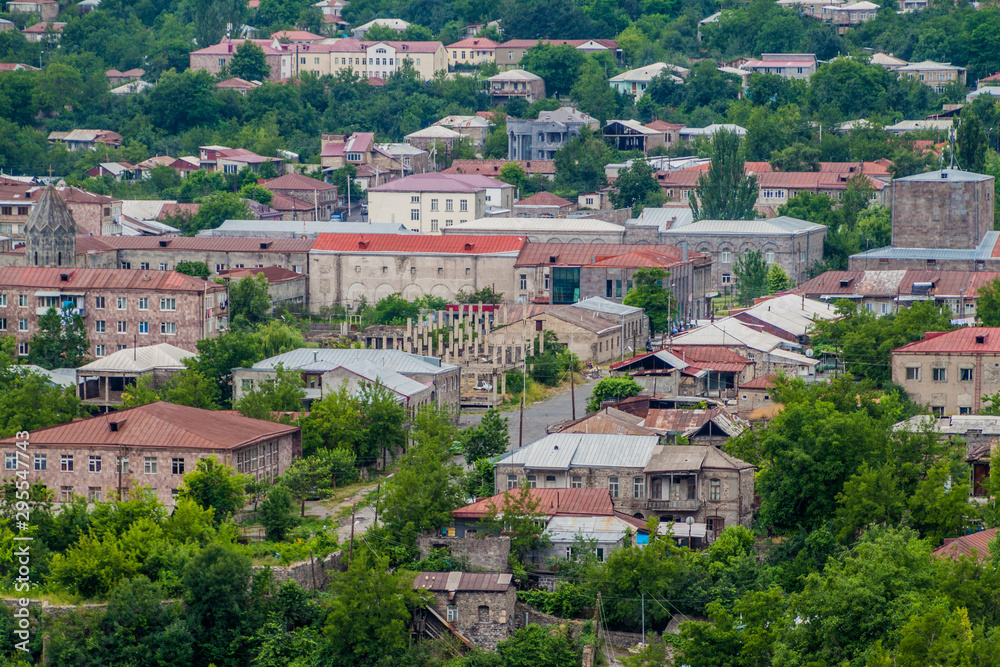 Aerial view of Goris town, Armenia